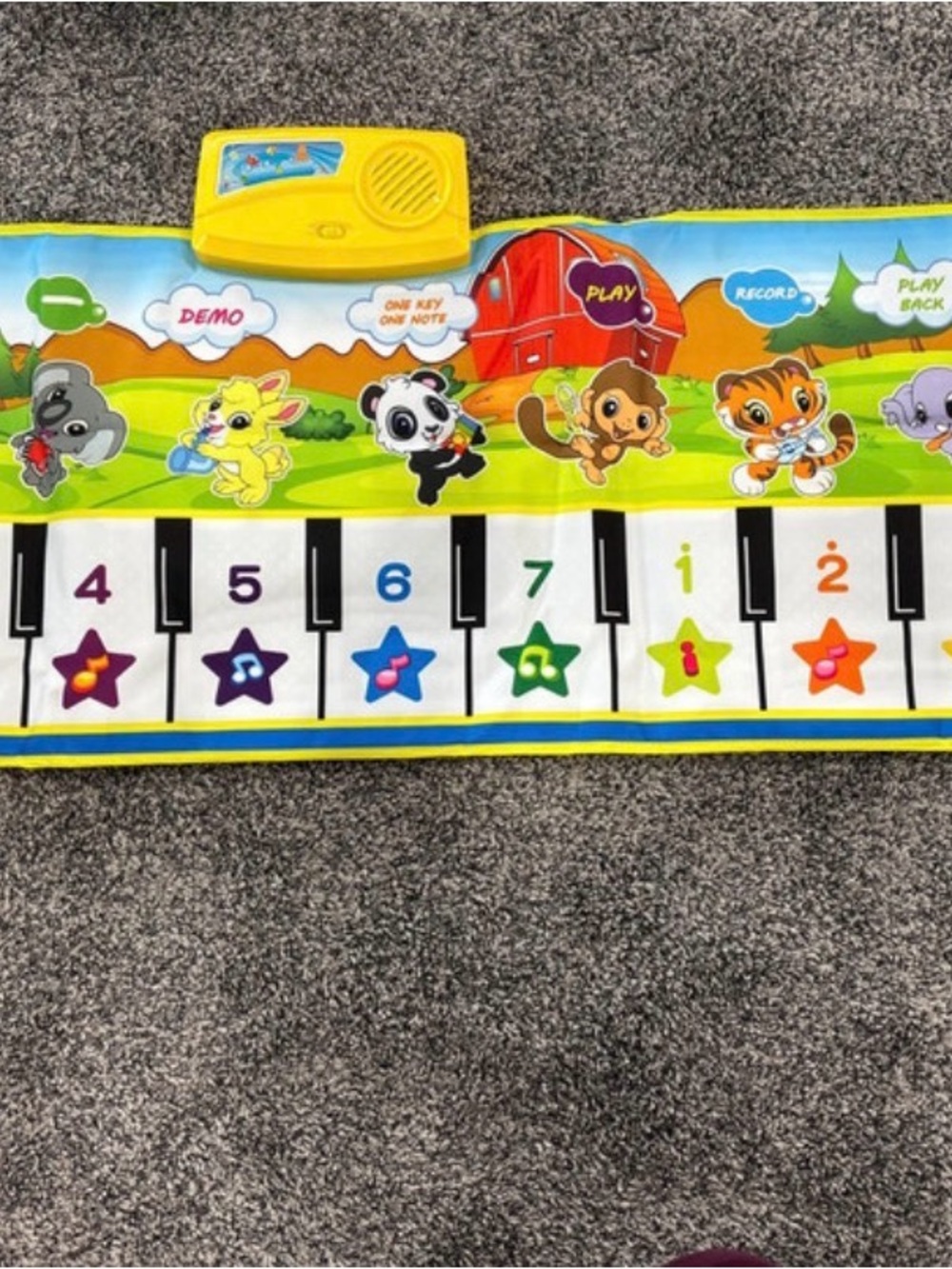 Interactive Yellow Kids floor Play Piano Mat with Animal Design